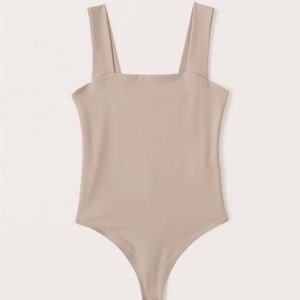 Double-Layered Seamless Fabric Squareneck Bodysuit brown XXS
